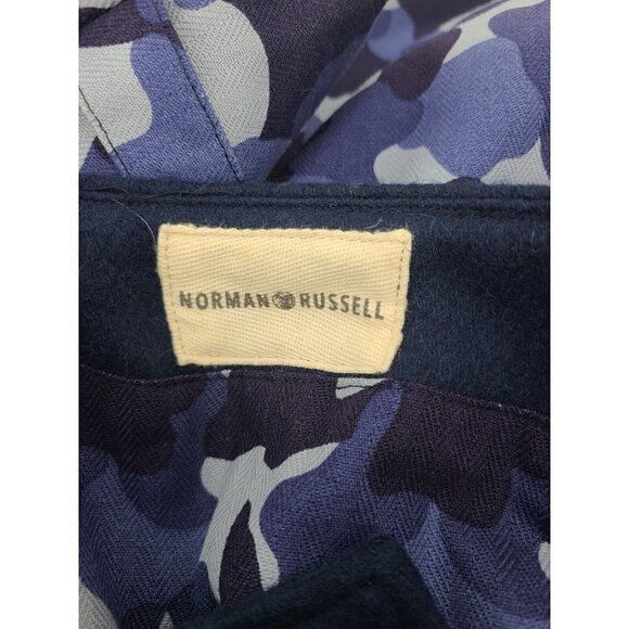 New Norman Russell Shirt Jacket Mens L? Blue Camo Snap Front  SAMPLE - Picture 4 of 5